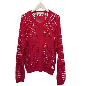 Racer Worldwide Cross Net Sweater Pink Grunge Rock Punk Crochet Unisex Small EUC